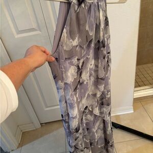 Elegant Gray Floral Maxi Dress